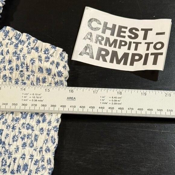 NWT GAP Blue White Ditsy Floral Print Smocked Peplum Cami Tank Top Womens XL - Picture 7 of 8
